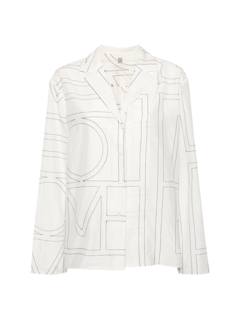 Toteme White Button-Up Shirt with Black Outline Print